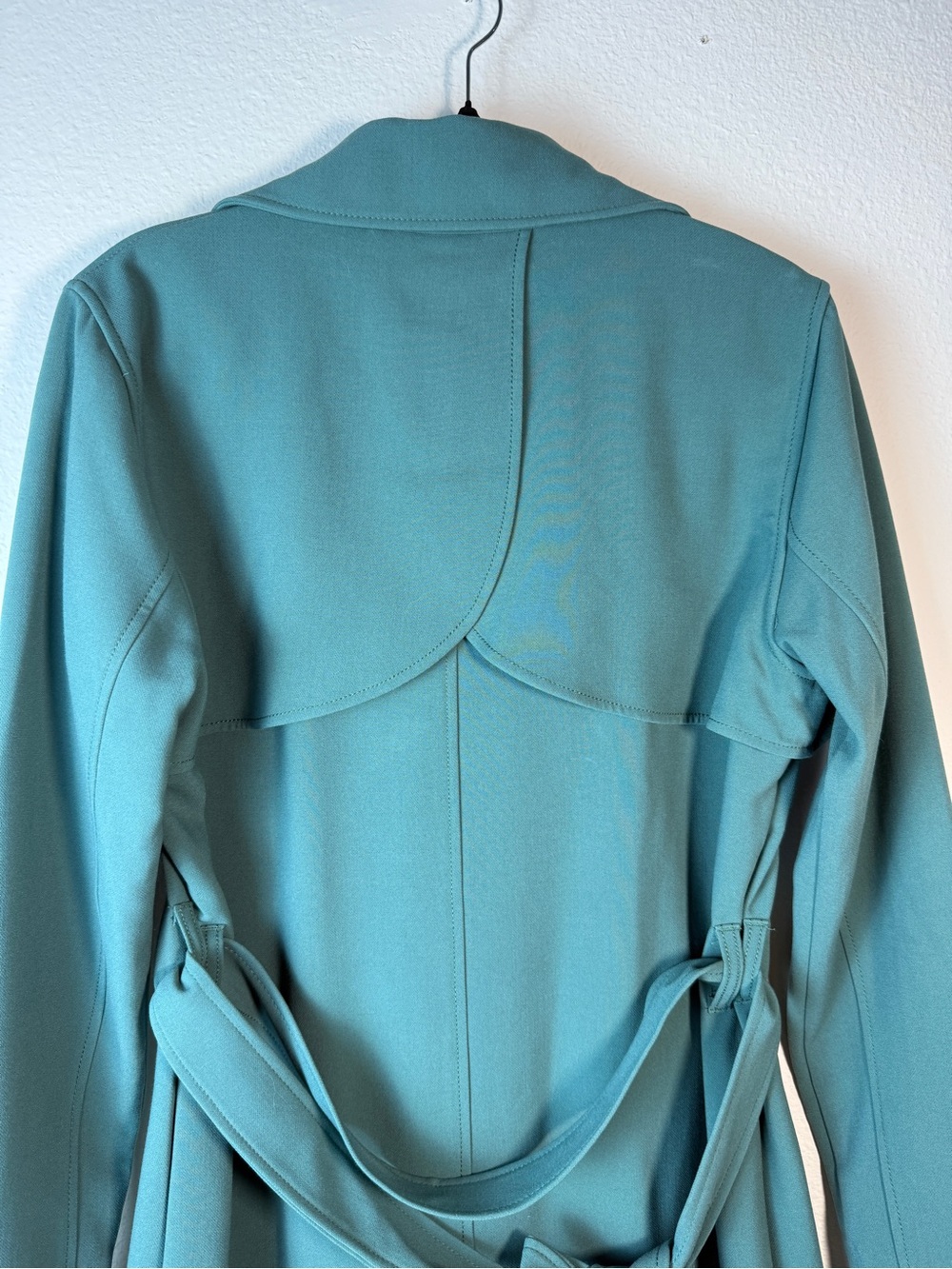 NWOT Abercrombie & Fitch Trench Coat Large Jade Blue Green Belted Duster Blazer - Picture 12 of 12